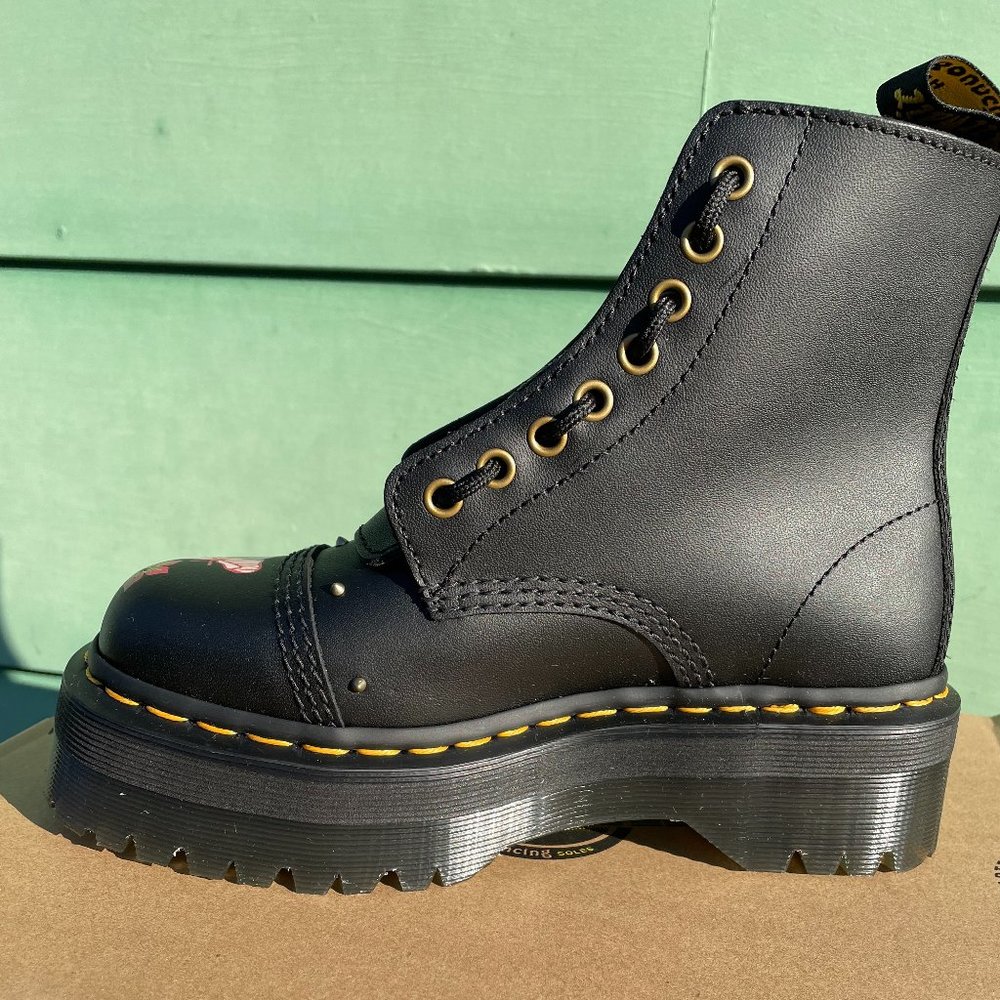 Dr. Martens |  Sinclair Floral Bloom Leather Platform Boots - Picture 12 of 14